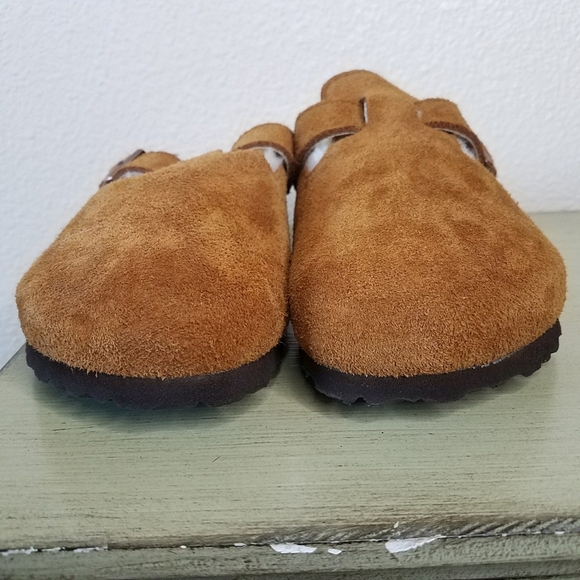 Birkenstock Suede Boston Clogs in Shearling in Mink Natural - Picture 8 of 12
